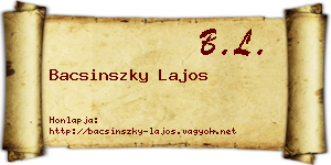 Bacsinszky Lajos névjegykártya